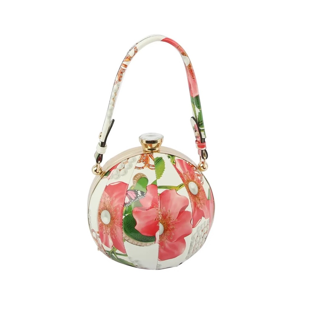 White and Pink Floral Ball Bag